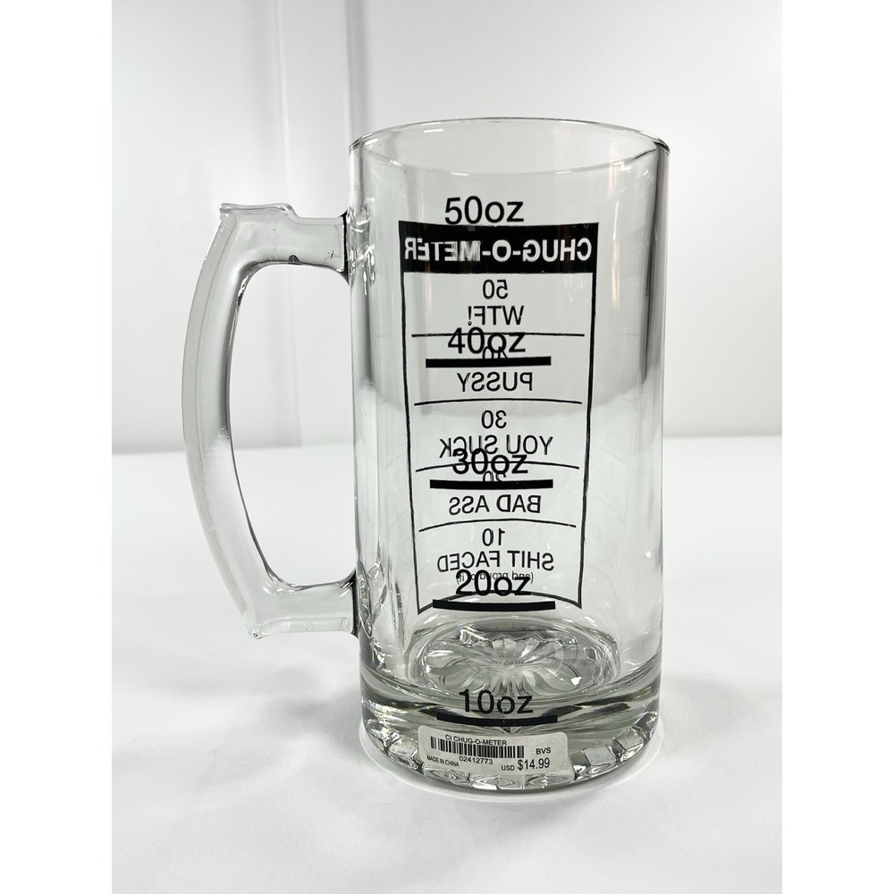 NWT Vintage Spencer's Chug-O-Meter 60oz Beer Stein Glass Novelty Tankard Mug - Picture 2 of 9